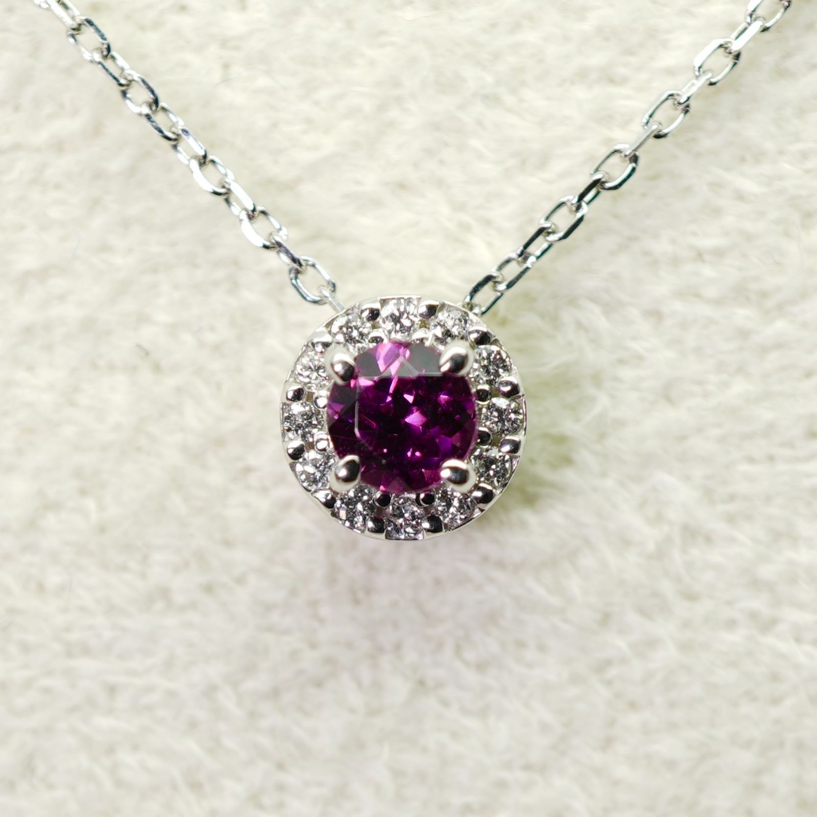 ガーネット ダイヤ ネックレス プラチナ 取巻きデザイン◎ /24-5380S 27,170円