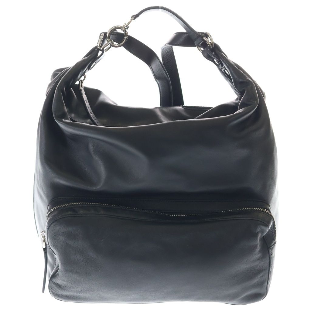MARNI (マルニ) レザー 2WAY ショルダー バッグ リュックサック バックパック シルバー金具 ブラック