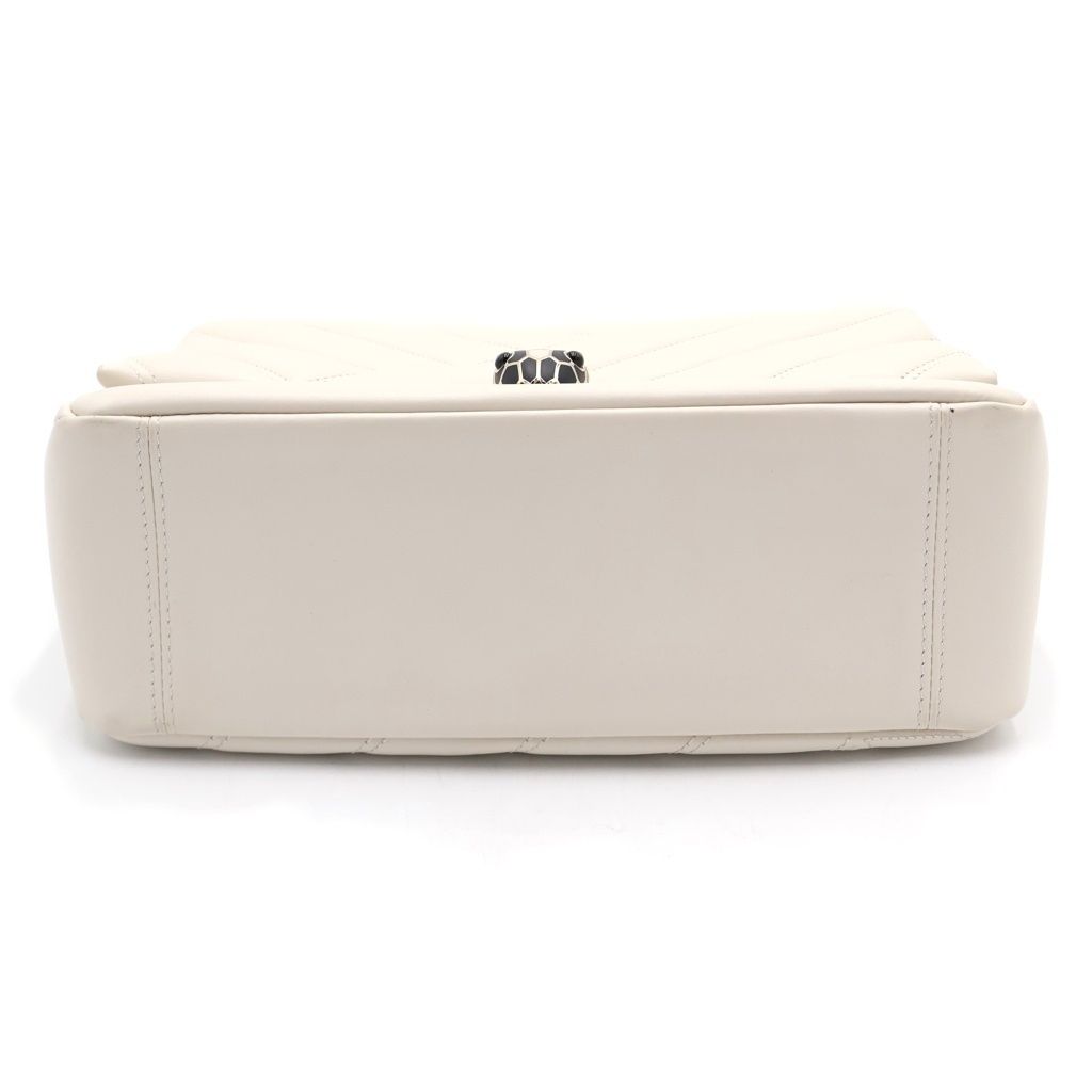【BVLGARI】ブルガリ ホワイト ロゴ入り ショルダーバッグ BVLGARI (ブルガリ) セルペンティ カボション チェーン ショルダー
