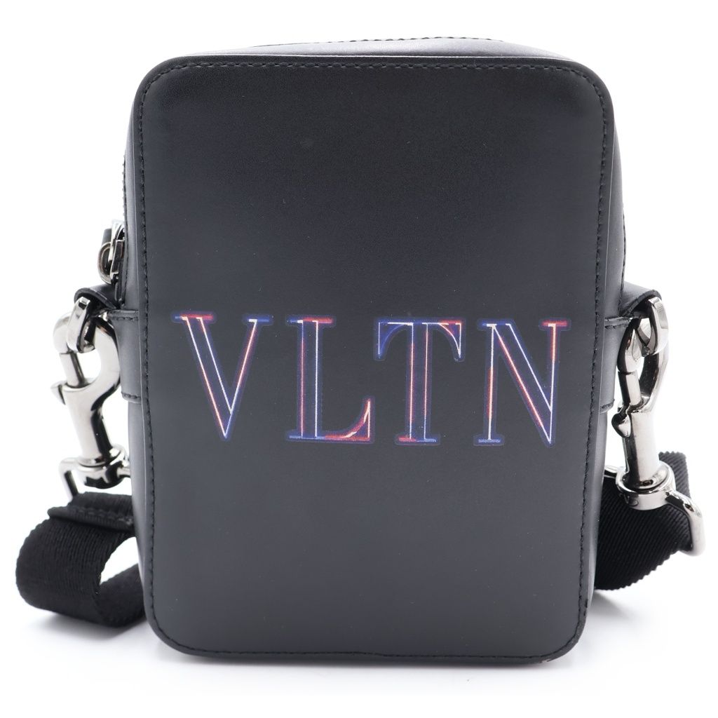 VALENTINO (ヴァレンティノ) VLTN ロゴ スモール レザー ショルダーバック クロスバッグ ブラック