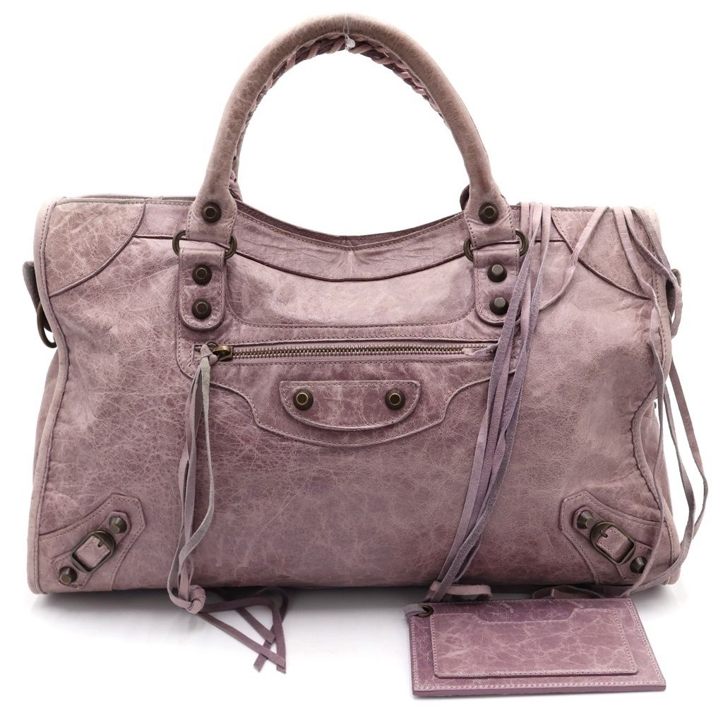 BALENCIAGA (バレンシアガ) ザ シティ ハンドバック ライトパープル レザー 115748
