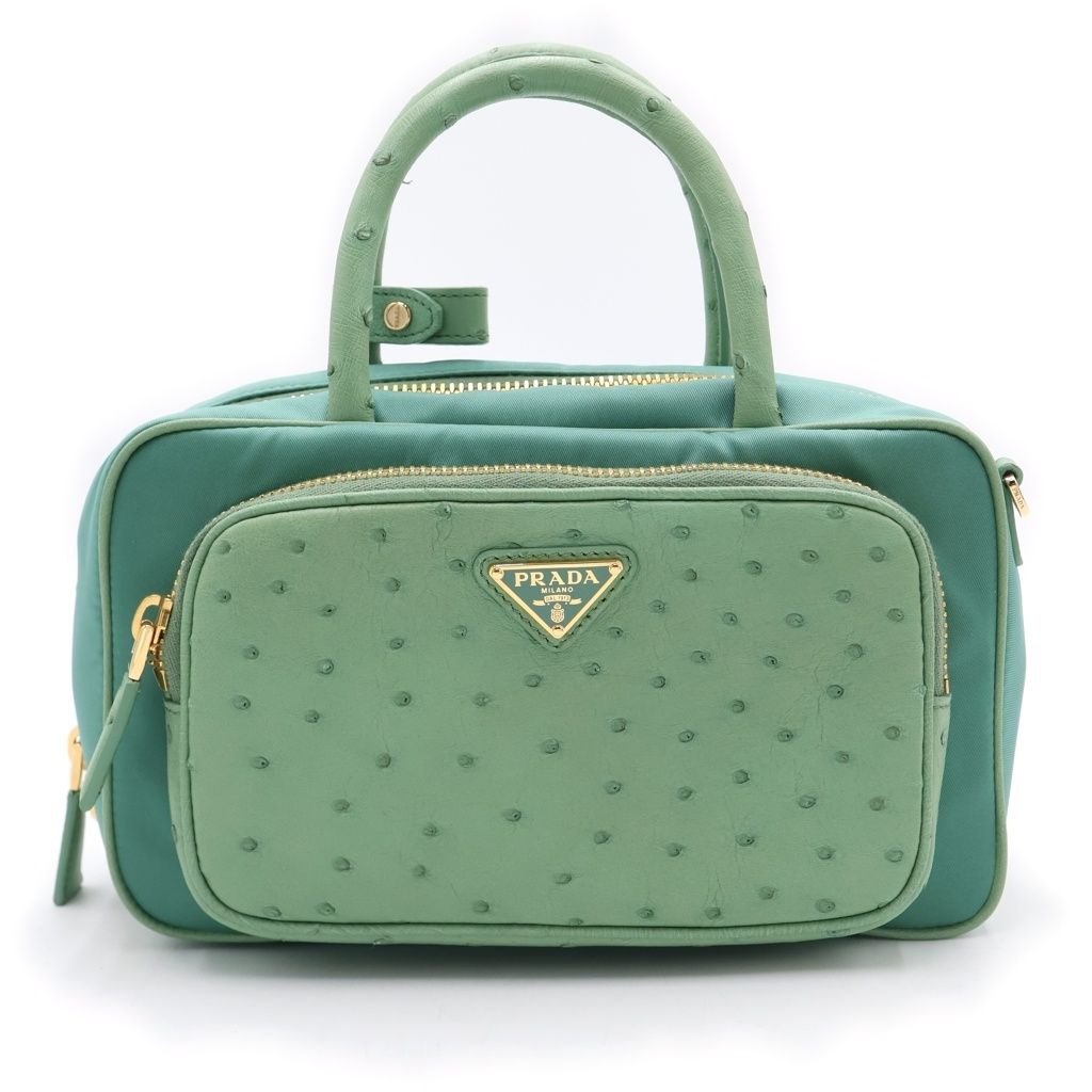 PRADA プラダ テスート ナイロン ハンドバッグ 緑 グリーン 金 PRADA 