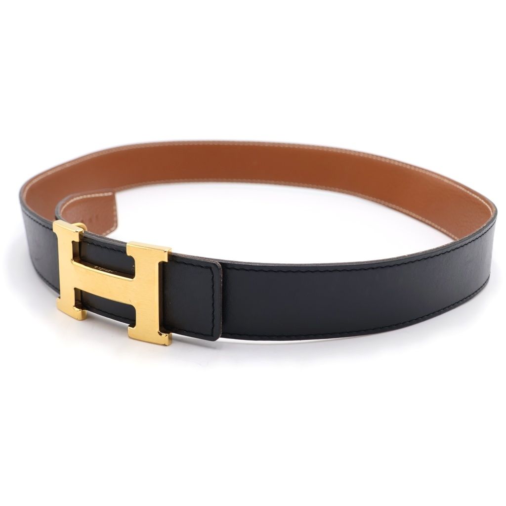 HERMES (エルメス) コンスタンス リバーシブルレザーベルト ブラック×ブラウン カーフ □G刻印 ゴールド金具 27,335円