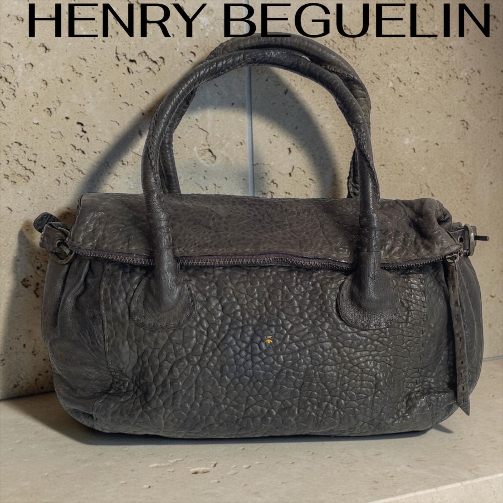 HENRY BEGUELIN （エンリーベグリン）レザー ハンドバッグ ダークグレー