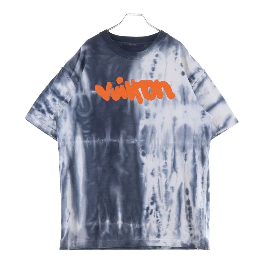 LOUIS VUITTON (ルイヴィトン) 22AW フロントロゴ タイダイ柄 クルーネック 半袖Tシャツ カットソー グレー RM222 NPL HNY87W
