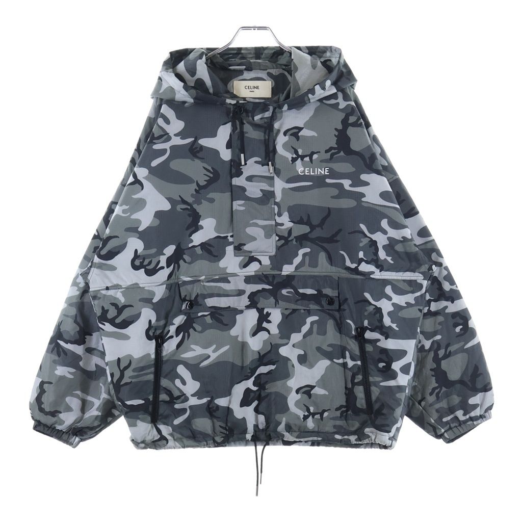 CELINE (セリーヌ) 22AW Camouflage Pattern Half Zip Nylon Jacket カモフラ柄 ハーフジップナイロンジャケット グレー 2W732153Q