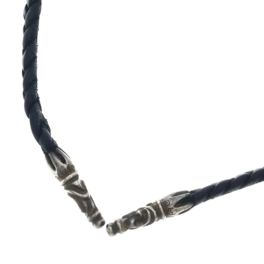 CHROME HEARTS (クロムハーツ) LEATHER BRAID SCROLL ネックレス レザーブレイドネックレス ブラック/シルバー BCA377