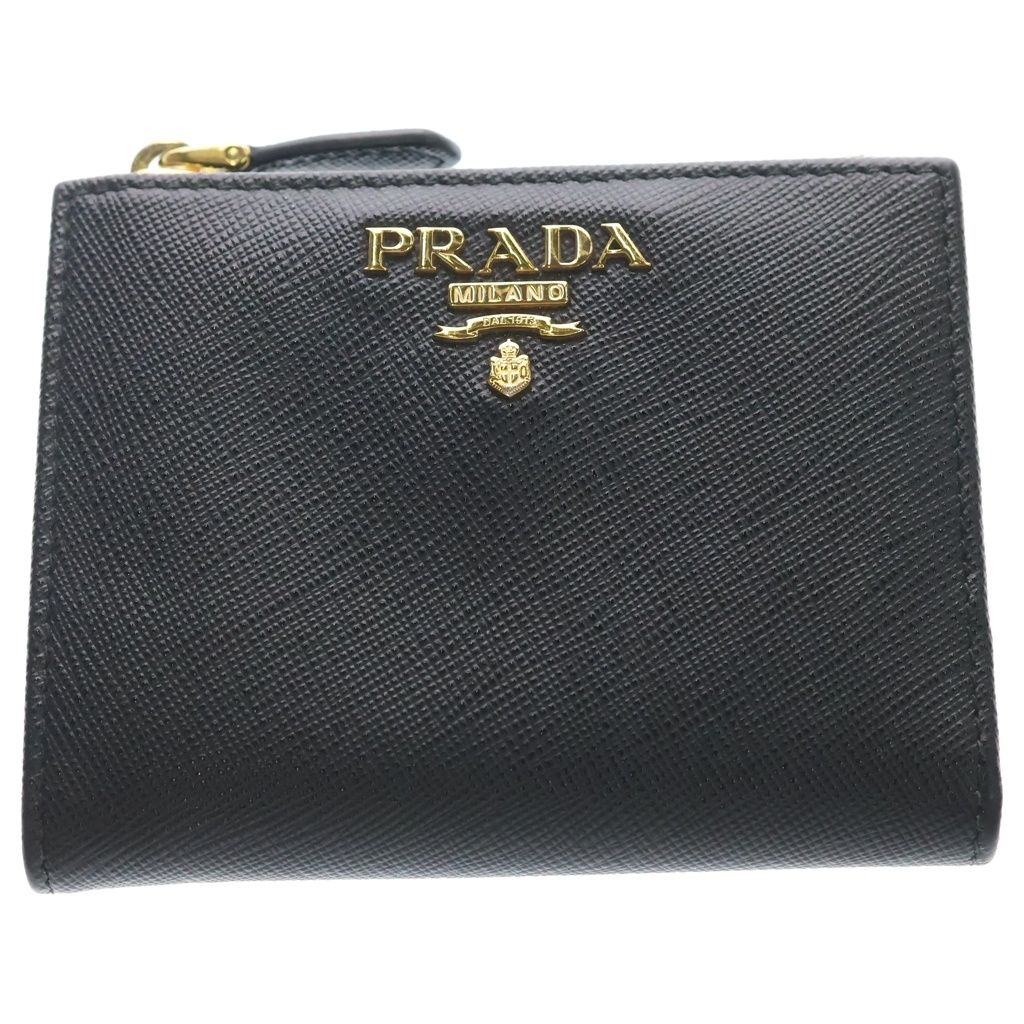 PRADA (プラダ) 二つ折り財布 サフィアーノ レザー ブラック 1MV204 20,038円