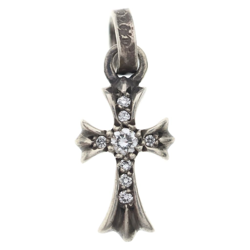 CHROME HEARTS (クロムハーツ) CRS BBYFAT P DMND ベイビーファットクロス PAVEダイヤ ペンダントトップ シルバーBCA234