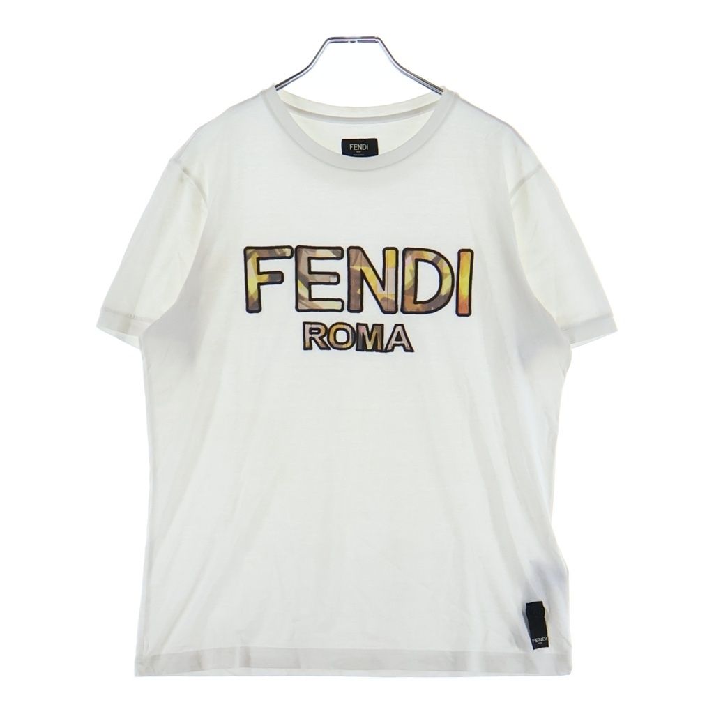 FENDI (フェンディ) ロゴデザイン クルーネック カットソー 半袖Tシャツ ホワイト FY0894ABR9 12,418円