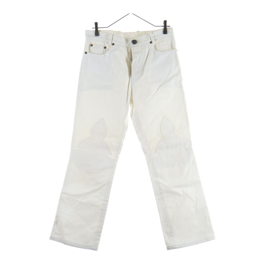 CHROME HEARTS (クロムハーツ) OLD JEAN SL FLEURKNEE フレアニーデニムパンツ ホワイト