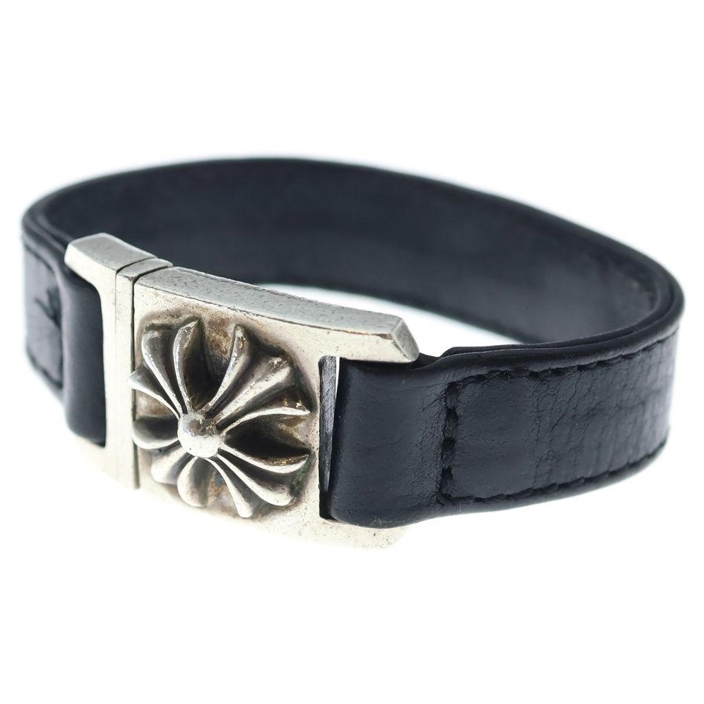 CHROME HEARTS (クロムハーツ) HARNESS CROSS BOX ハーネス クロスボックス レザーブレスレット シルバー/ブラック