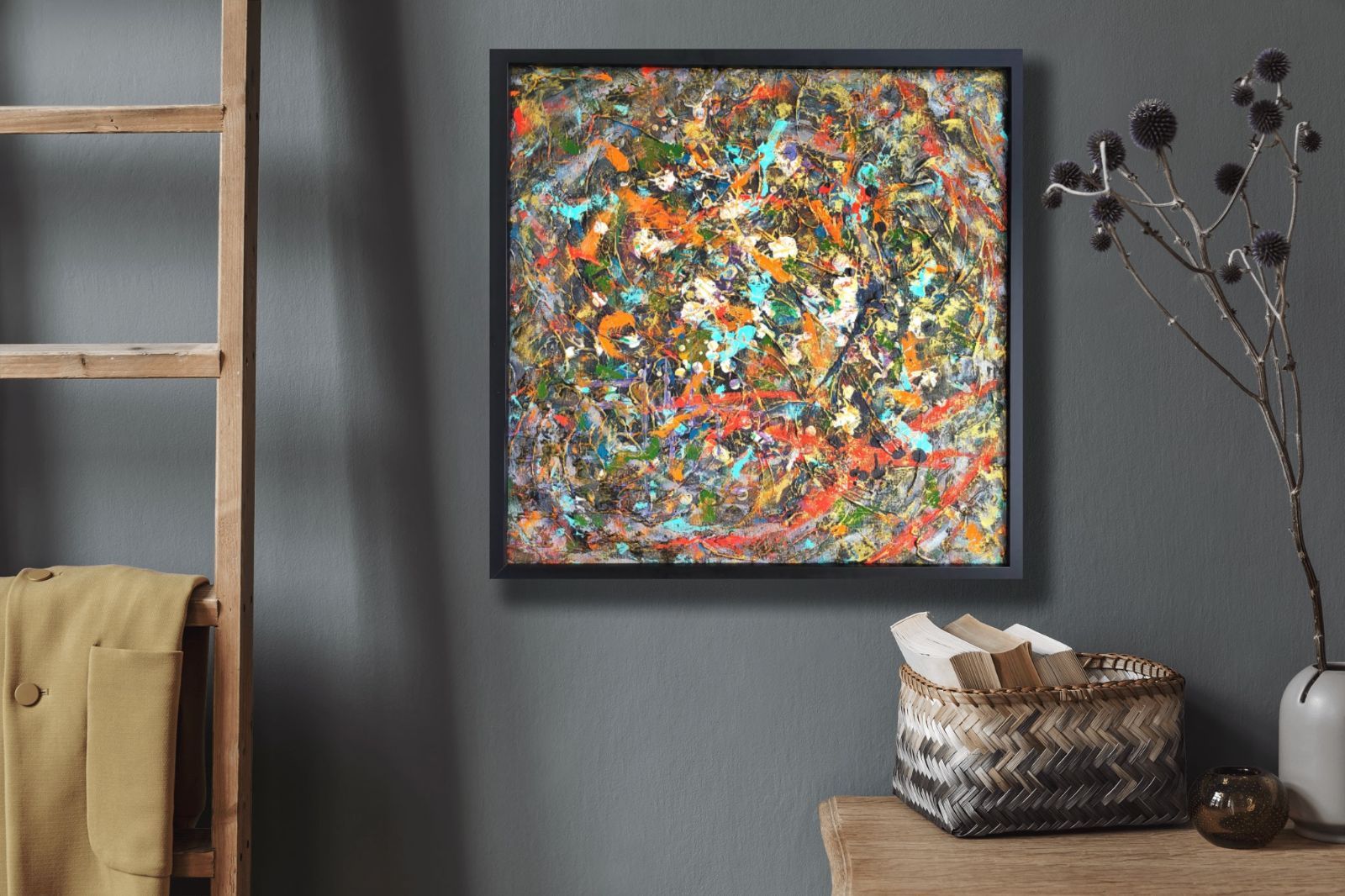 将門 / 抽象画 49×49㎝ キャンバスボード 額縁セット 原画 モダンアート インテリア おしゃれ 現代アート アートパネル テクスチャーアート