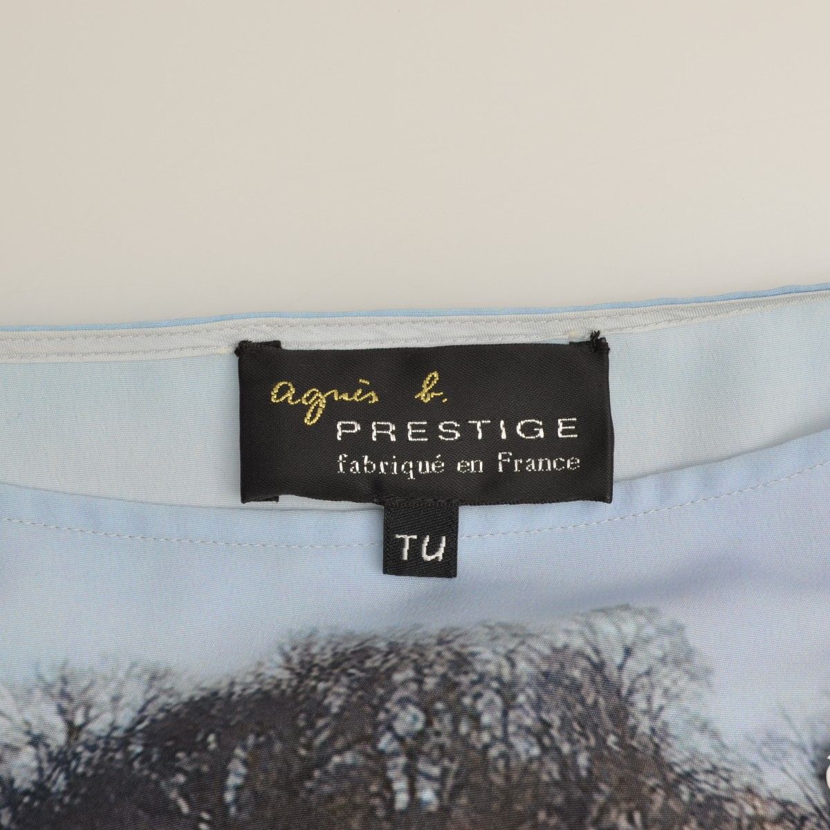 【agnesb.】PRESTIGE フランス製 スワン フォトプリントワンピース ロング半袖ワンピース