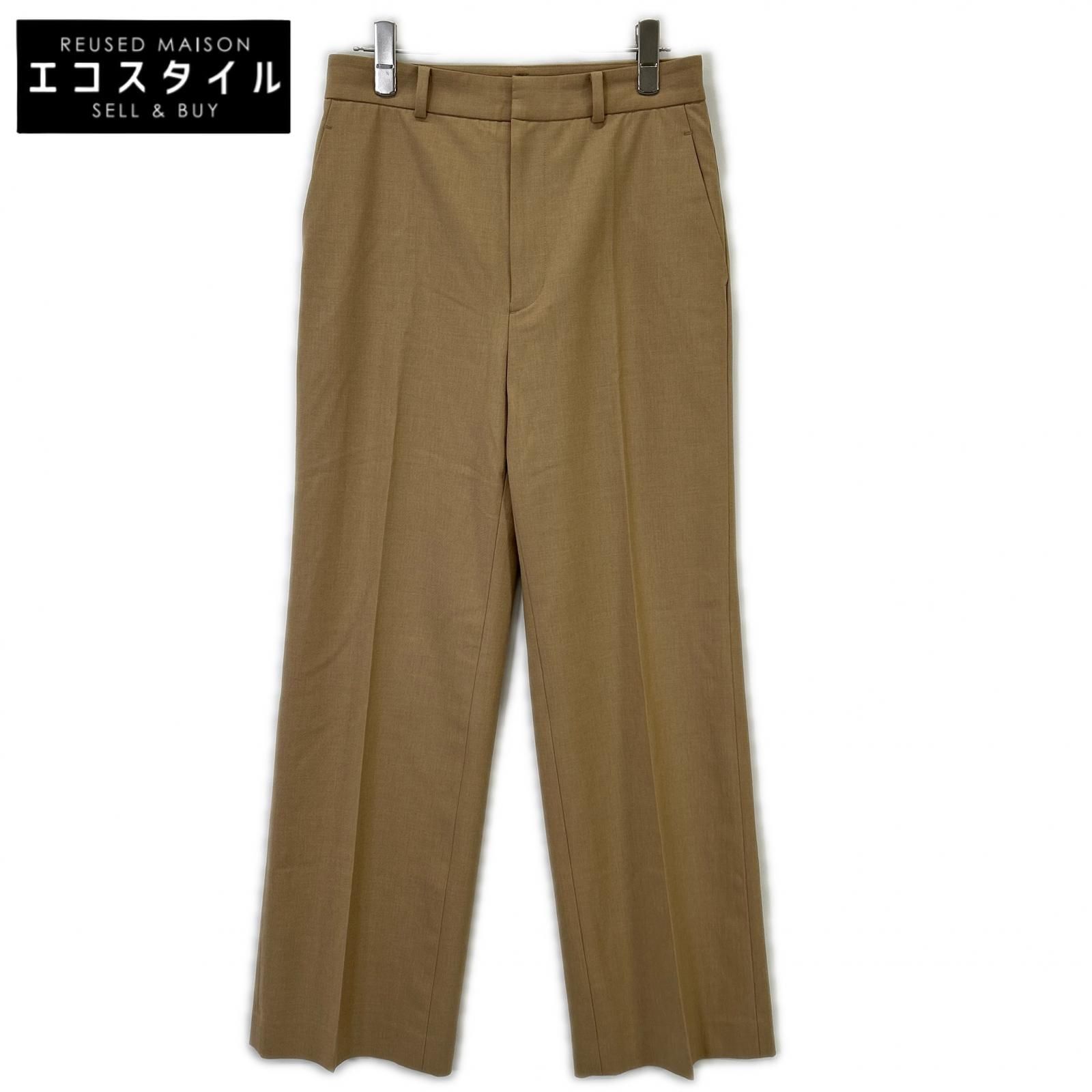 Plage　プラージュ　24年製 ベージュ ウール混 タックワイドストレートパンツ/スラックス　38