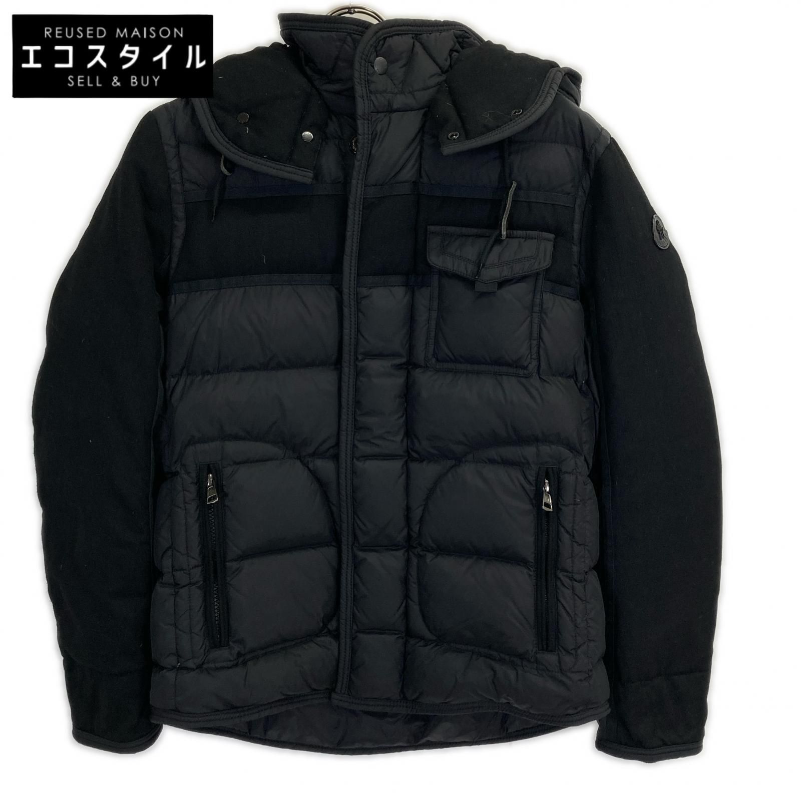 MONCLER　モンクレール　RYAN ナイロンxウール切替 フーテッドダウンジャケット　1