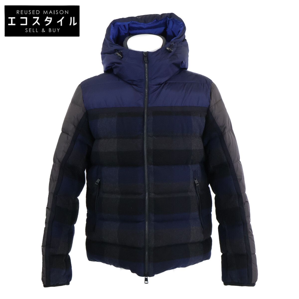 MONCLER　モンクレール　JULIO チェック ウールｘナイロン切替 フーディダウンジャケット　2 58,741円