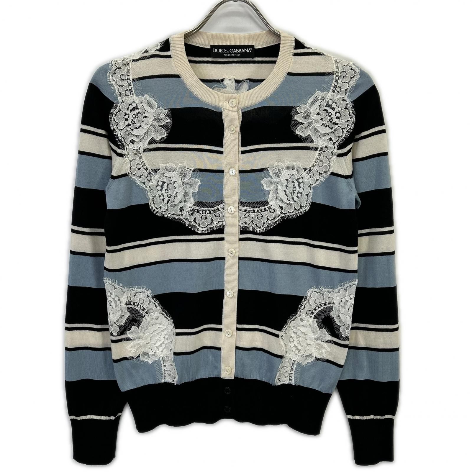 ドルチェ&ガッバーナ　レース　38 DOLCE&GABBANA ドルチェアンドガッバーナ ライトブルー×ネイビー