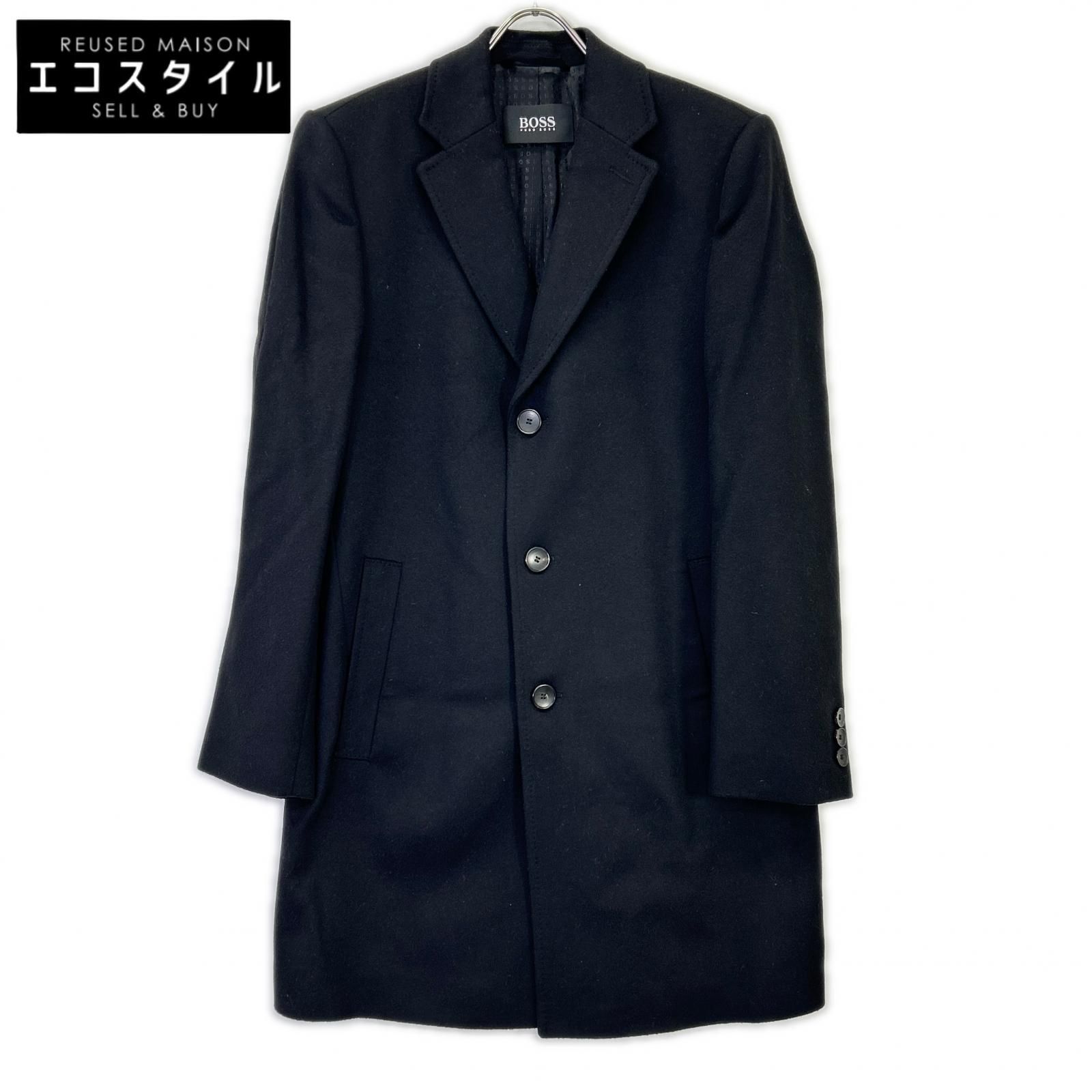 HUGOBOSS ヒューゴボス 10237369 ブラック ウールカシミヤ チェスター
