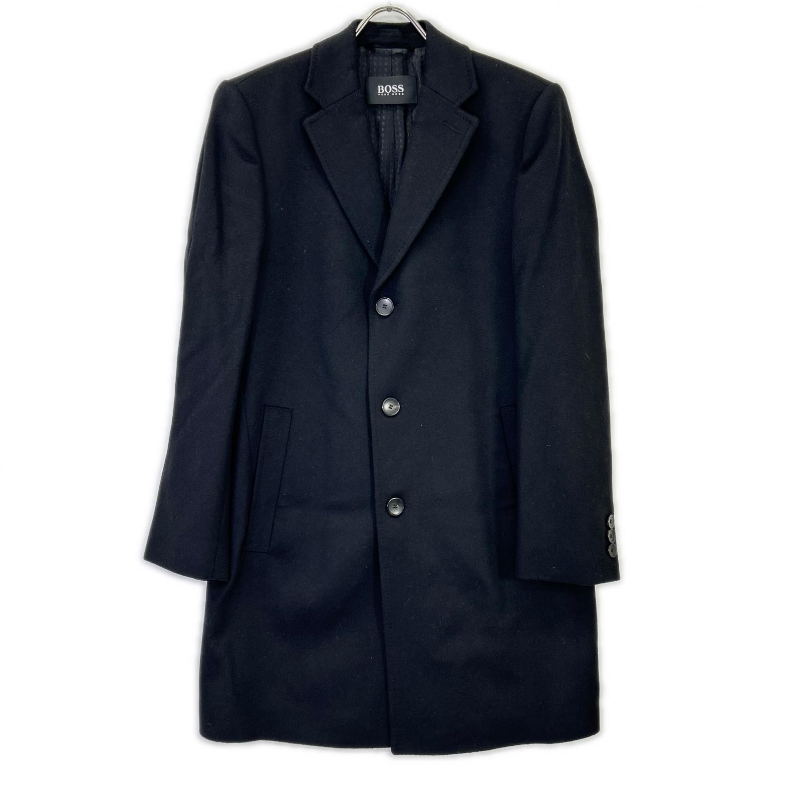 HUGOBOSS ヒューゴボス 10237369 ブラック ウールカシミヤ チェスター