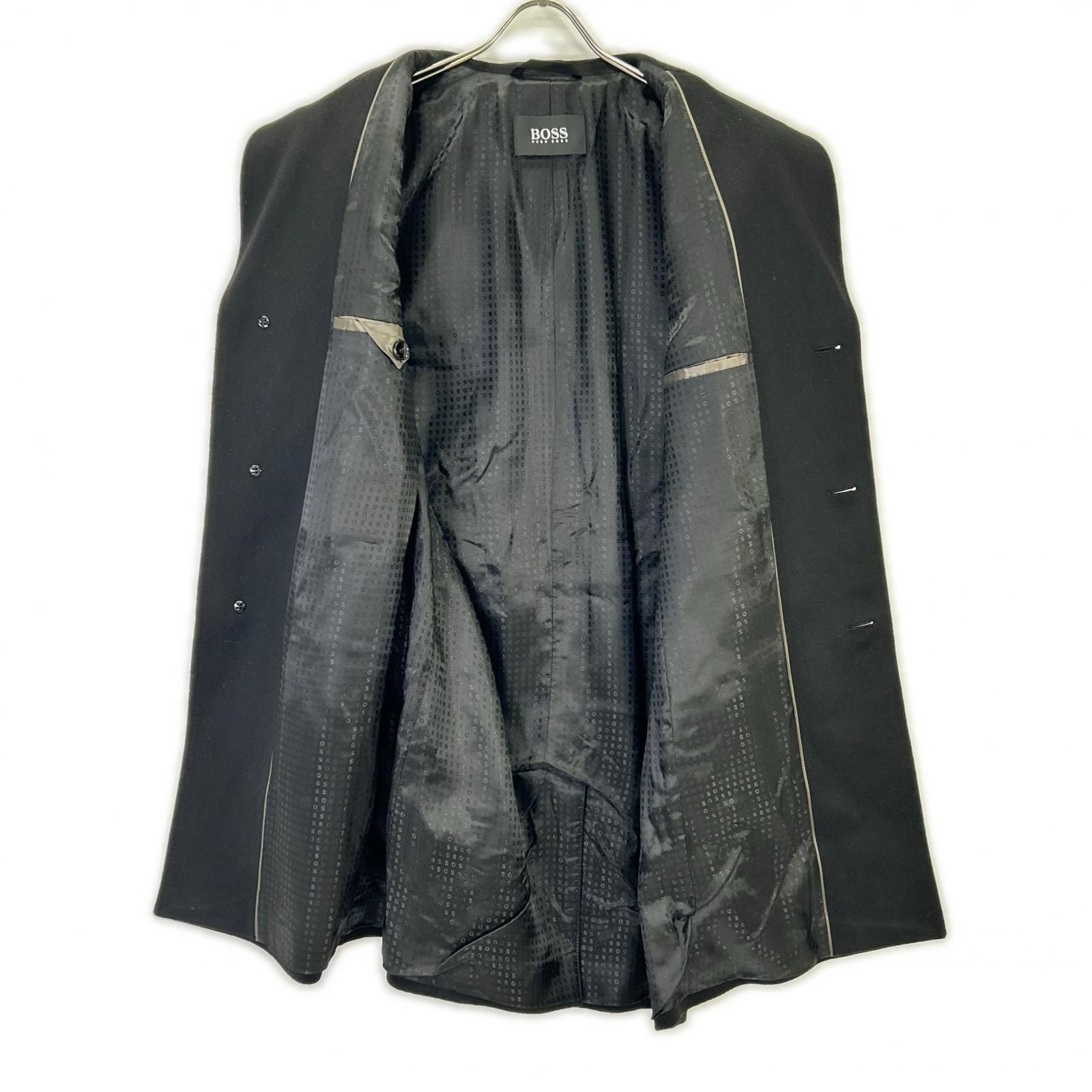 HUGOBOSS ヒューゴボス 10237369 ブラック ウールカシミヤ チェスター