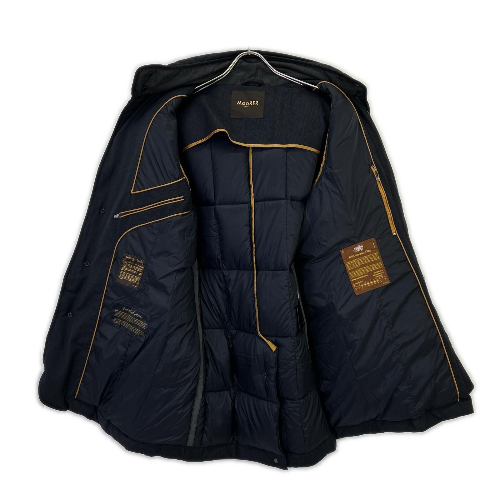 MOORER ムーレー ネイビー ウール ORIONE フード付 ダウジャケット 46