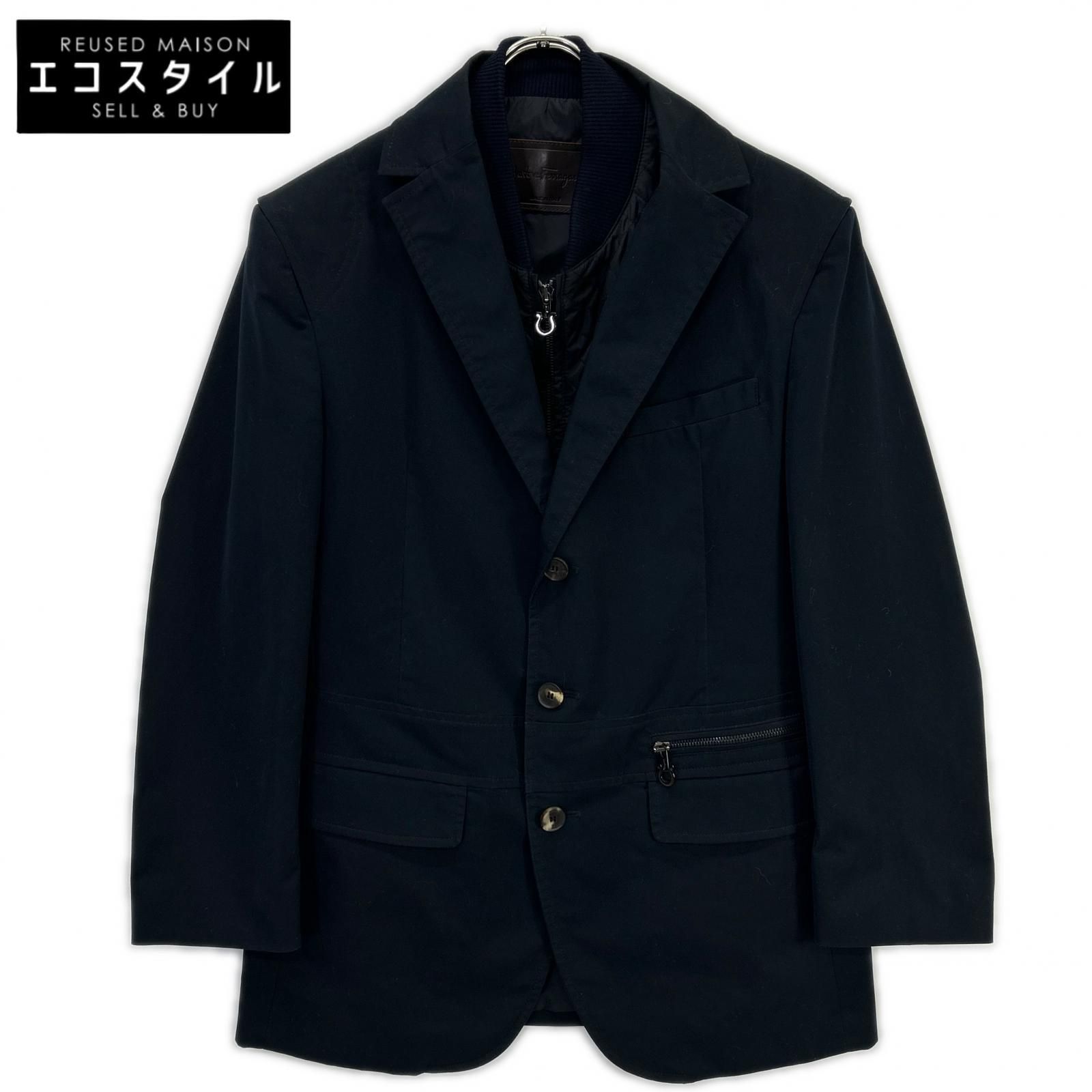 Salvatore Ferragamo　サルヴァトーレフェラガモ　ネイビー インナーキルティングジレ付き ジャケット　46 13,467円