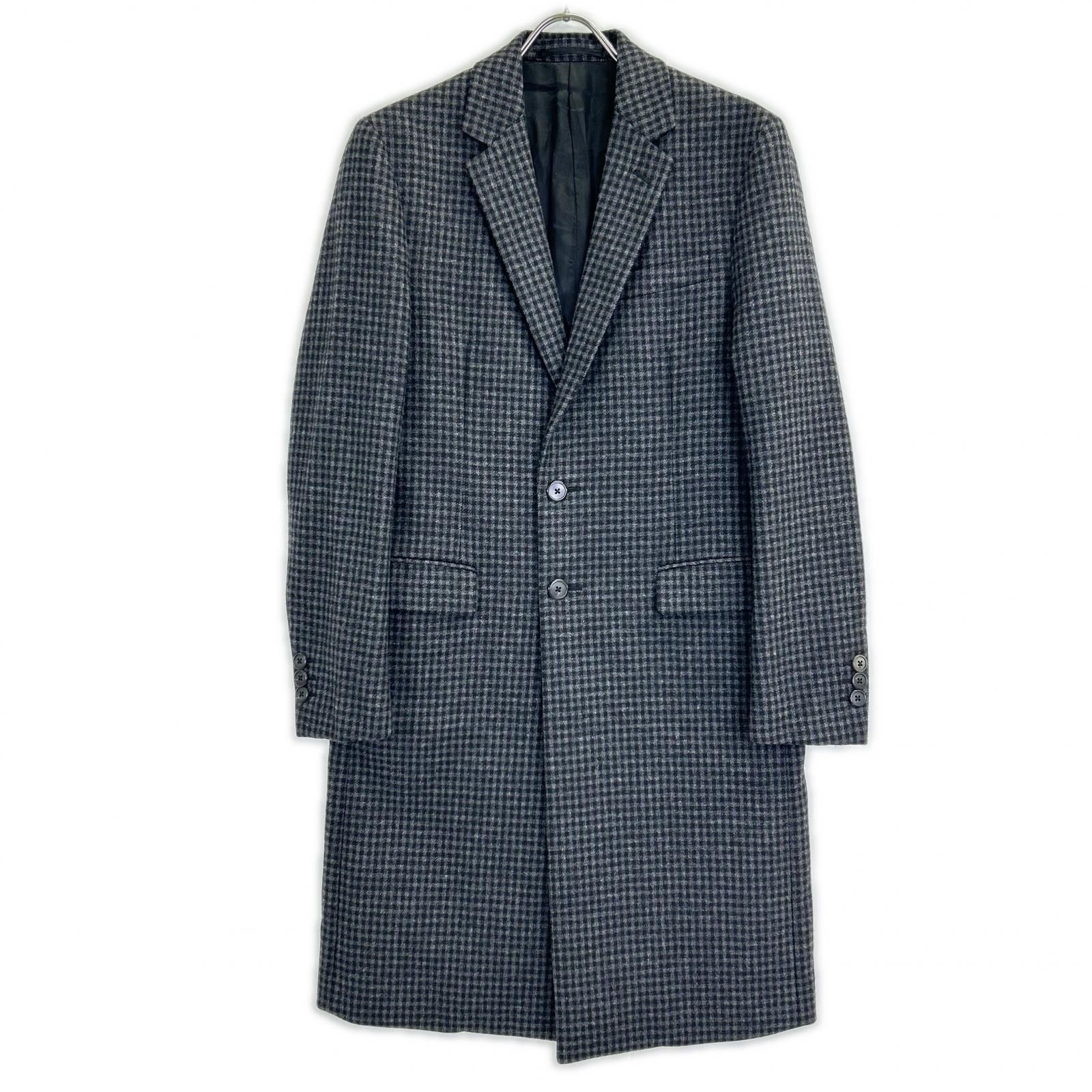 PRADA プラダ ブラック UC371D 16AW カシミヤ混 チェック チェスター