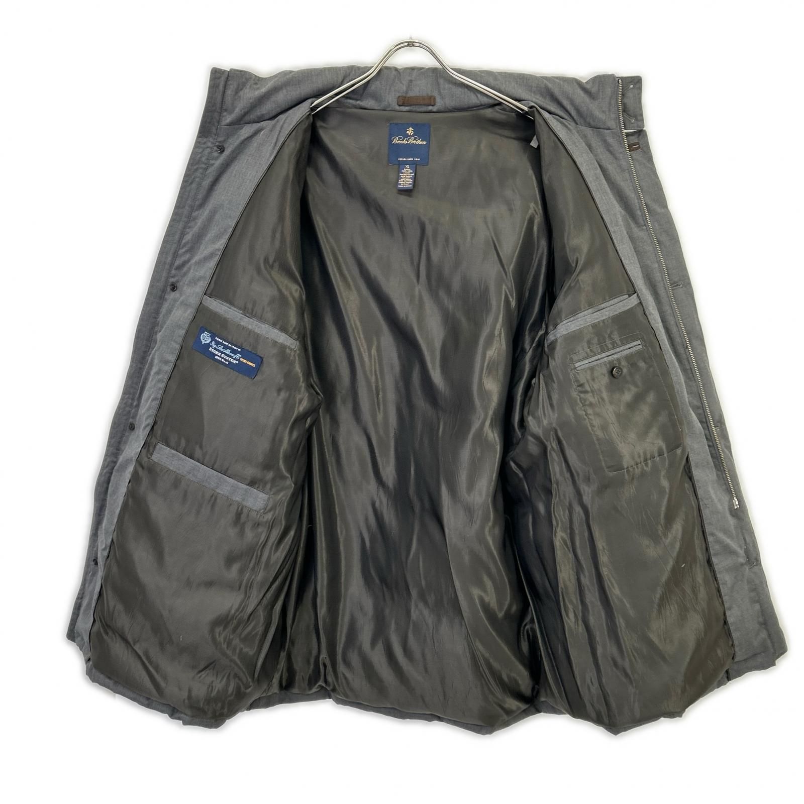 BrooksBrothers ブルックスブラザーズ グレー Loro piana生地 ウールダウンジャケット XL BrooksBrothers ブルックスブラザーズ グレー Loro piana生地 ウール