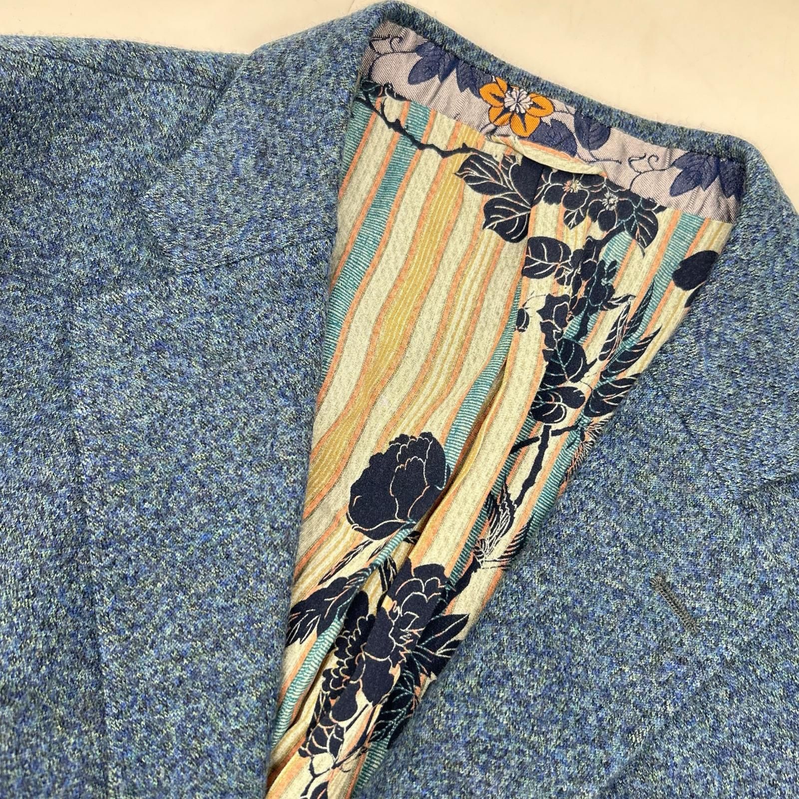 ETRO エトロ 172-1187Q-0109 NEW JERSEY ブルー ウール ボタニカル