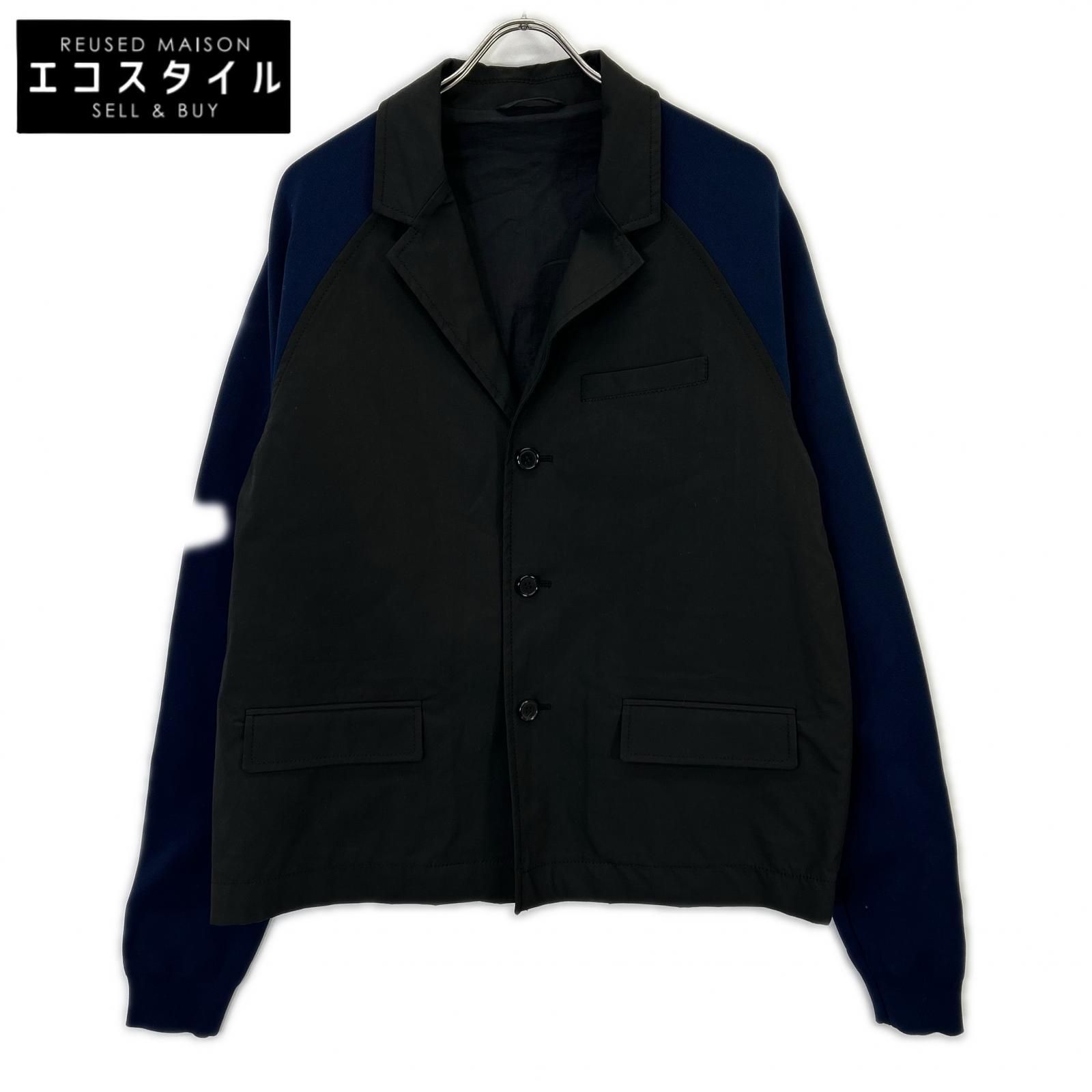 MARNI マルニ ブラック×ブルー ニット切り替えジャケット - メルカリ