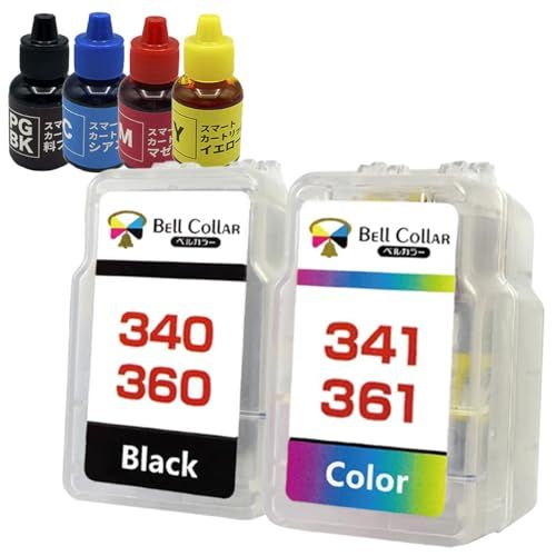 3年保証 大容量 キャノン 互換 BC-360 + BC-361 / BC-340 + BC-341 XL 顔料ブラック カラー TS5430 MG3630 TS5330 他 CANON 対応 スマートカートリッジ 詰め替え インク 純正 比 最大13.4mt