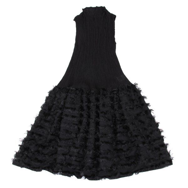 イッセイミヤケミーISSEY MIYAKE me フリンジボーダー切替クレープ