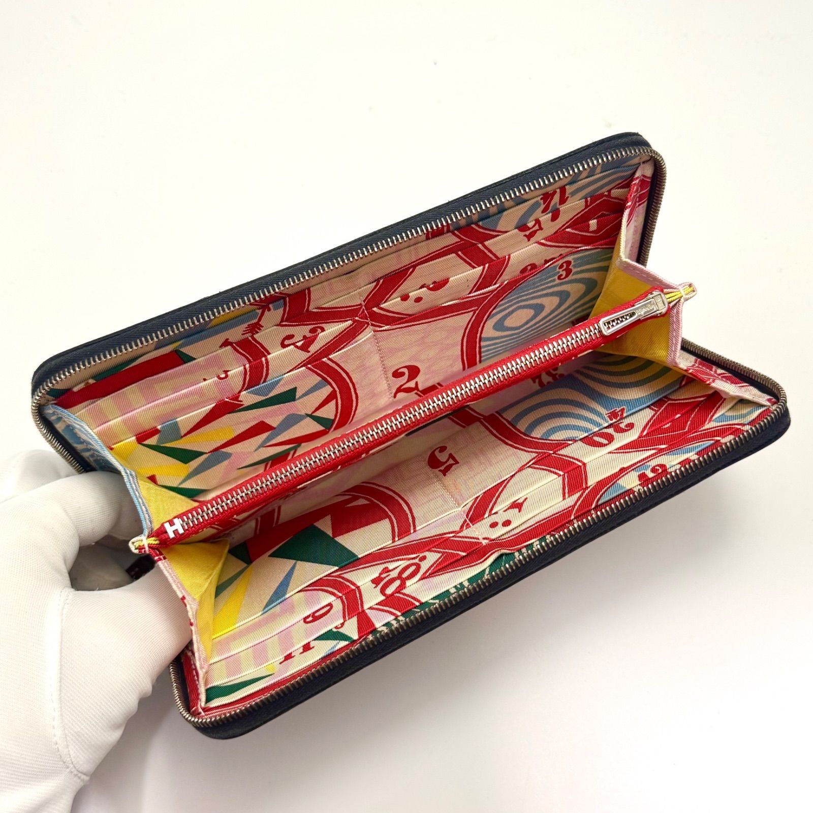 HERMES エルメス アザップ ロング シルクイン ネイビー C刻印 C496 