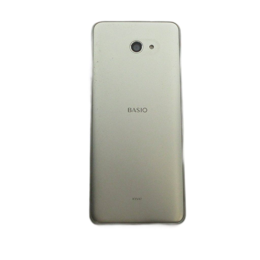 京セラ BASIO KYV47 携帯電話 スマートフォン 本体 ロゴ 初期化・動作確認済 シルバー色 ■GY18 /MQ