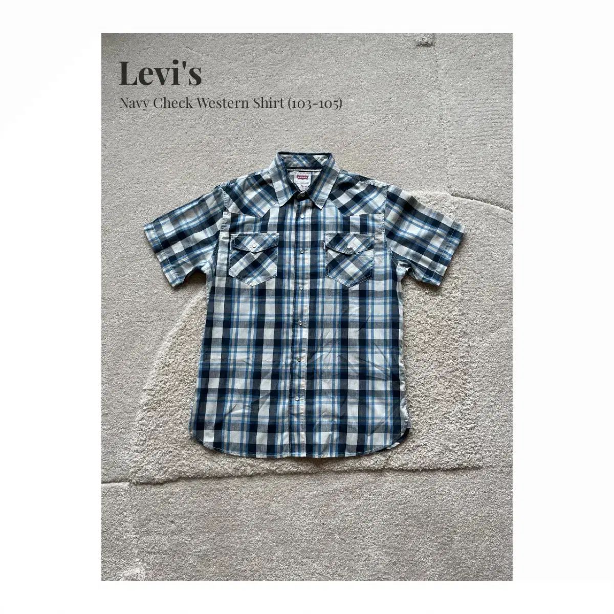 Levi's ネイビー CHECK ウェスタン シャツ (103-105)