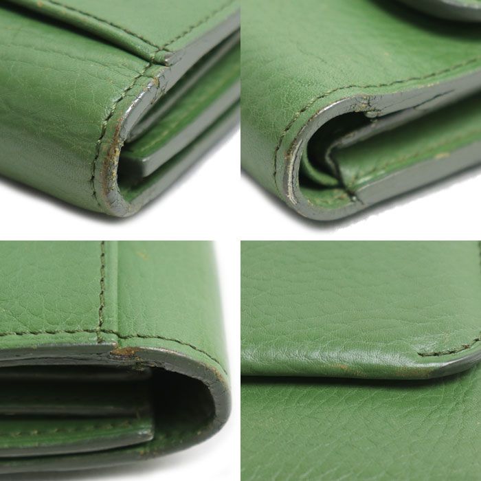 HIROFU ヒロフ プラティカ 三つ折り財布 グリーン レディース 中古