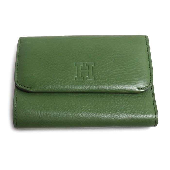 HIROFU ヒロフ プラティカ 三つ折り財布 グリーン レディース 中古