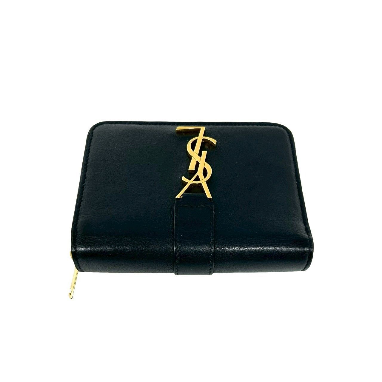 極 美品 SAINT LAURENT サンローラン YSL カサンドラ ロゴ レザー 本革