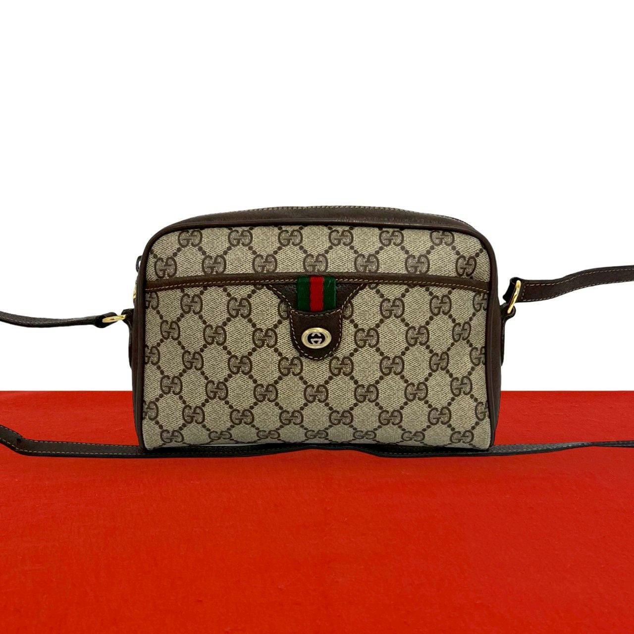 極 美品 GUCCI グッチ オールドグッチ シェリーライン GG ロゴ 柄