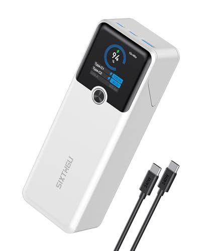 ★新品★SIXTHGU 200W PowerTower P1 (20000mAh/大容量急速充電) 3ポート USB-C×2 USB-A×1 140W PD3.1 対応 スマートデジタルディスプレイ PSE技術基準適合 MacBook Pro/Air, iPa