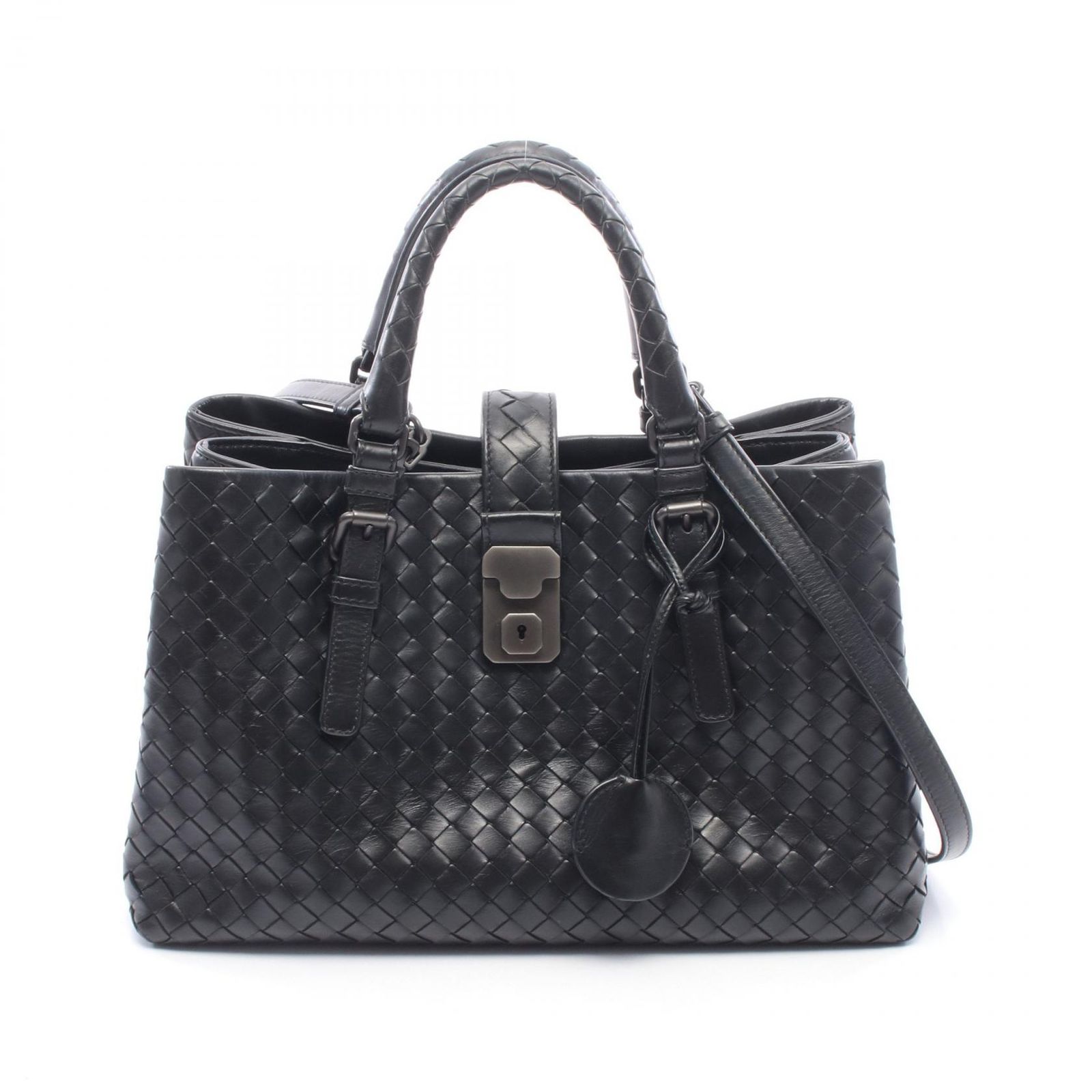 ボッテガヴェネタ BOTTEGA VENETA ハンドバッグ イントレチャート スモール ローマバッグ 2WAY ブラック レザー イントレチャート スモール ローマ バッグ レディース