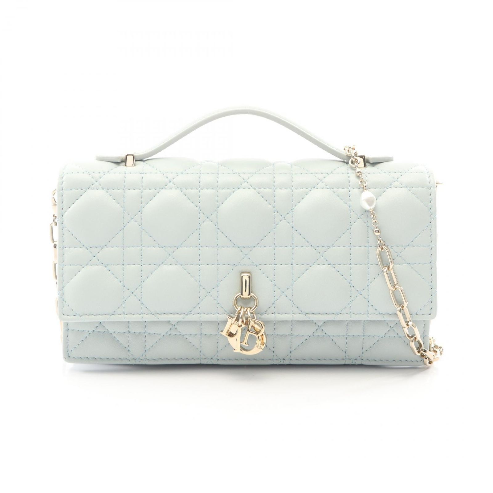 ディオール Dior ハンドバッグ My Dior ミニバッグ カナージュ 2WAY S0980ONMJ ライトブルー レザー My Dior ミニバッグ レディース Used A