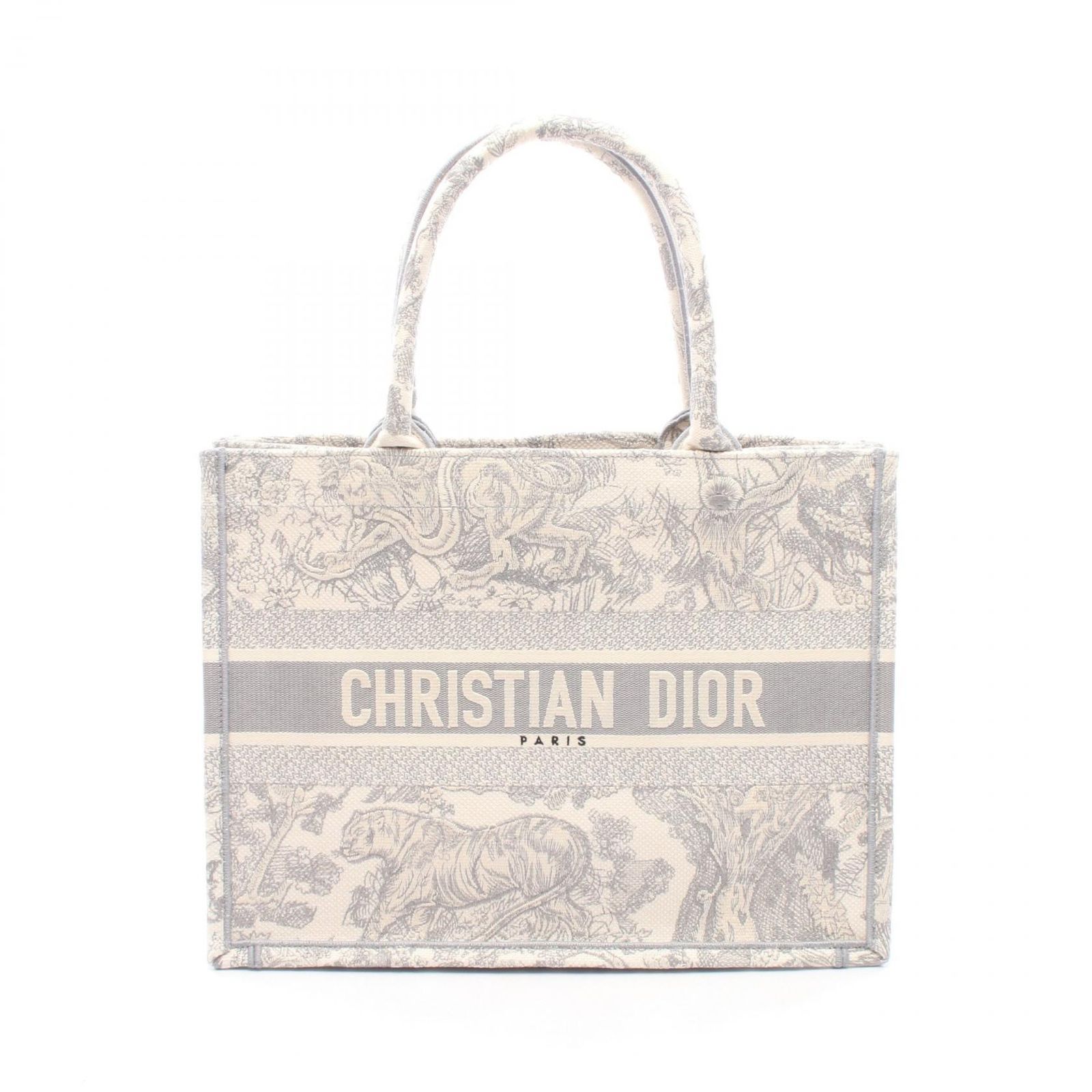 ディオール Dior トートバッグ BOOK TOTE ブックトート ミディアム グレー キャンバス ブックトート ミディアム レディース Used B