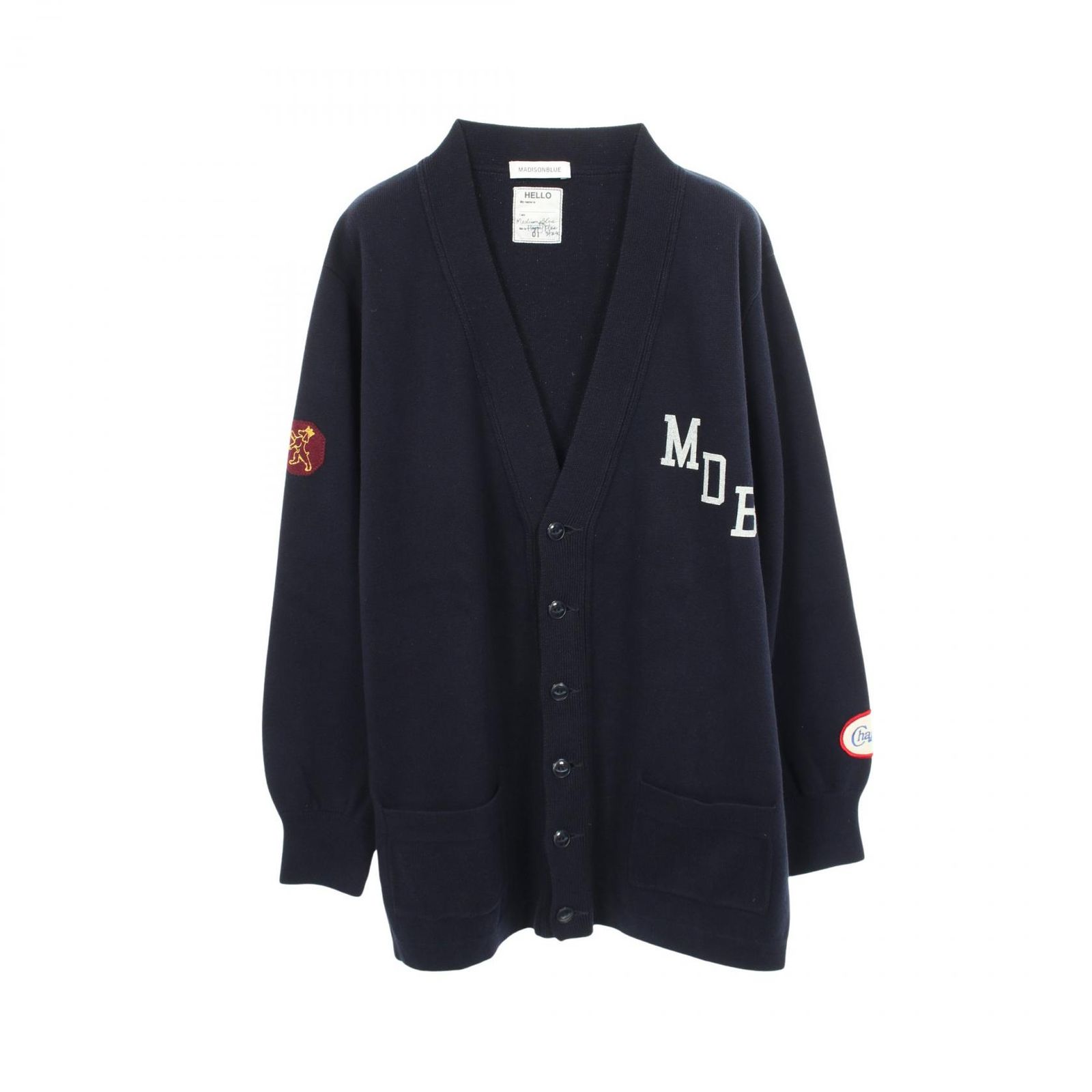 マディソンブルー MADISONBLUE カーディガン ロゴ ワッペン Vネック コットン カーディガン メンズ Used A