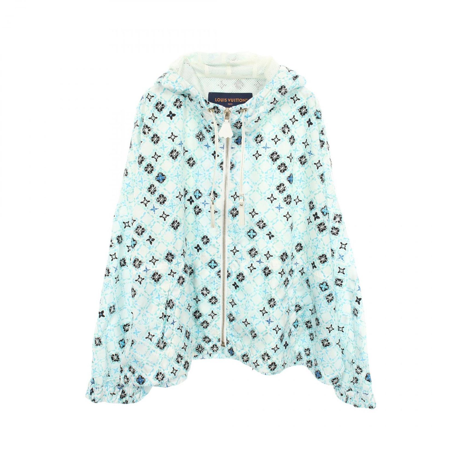 ルイ・ヴィトン LOUIS VUITTON ナイロンジャケット モノグラム フード付き RW242WW MLT FROW05 ホワイト/青 ナイロン モノグラム ナイロンジャケット レディース 未使用