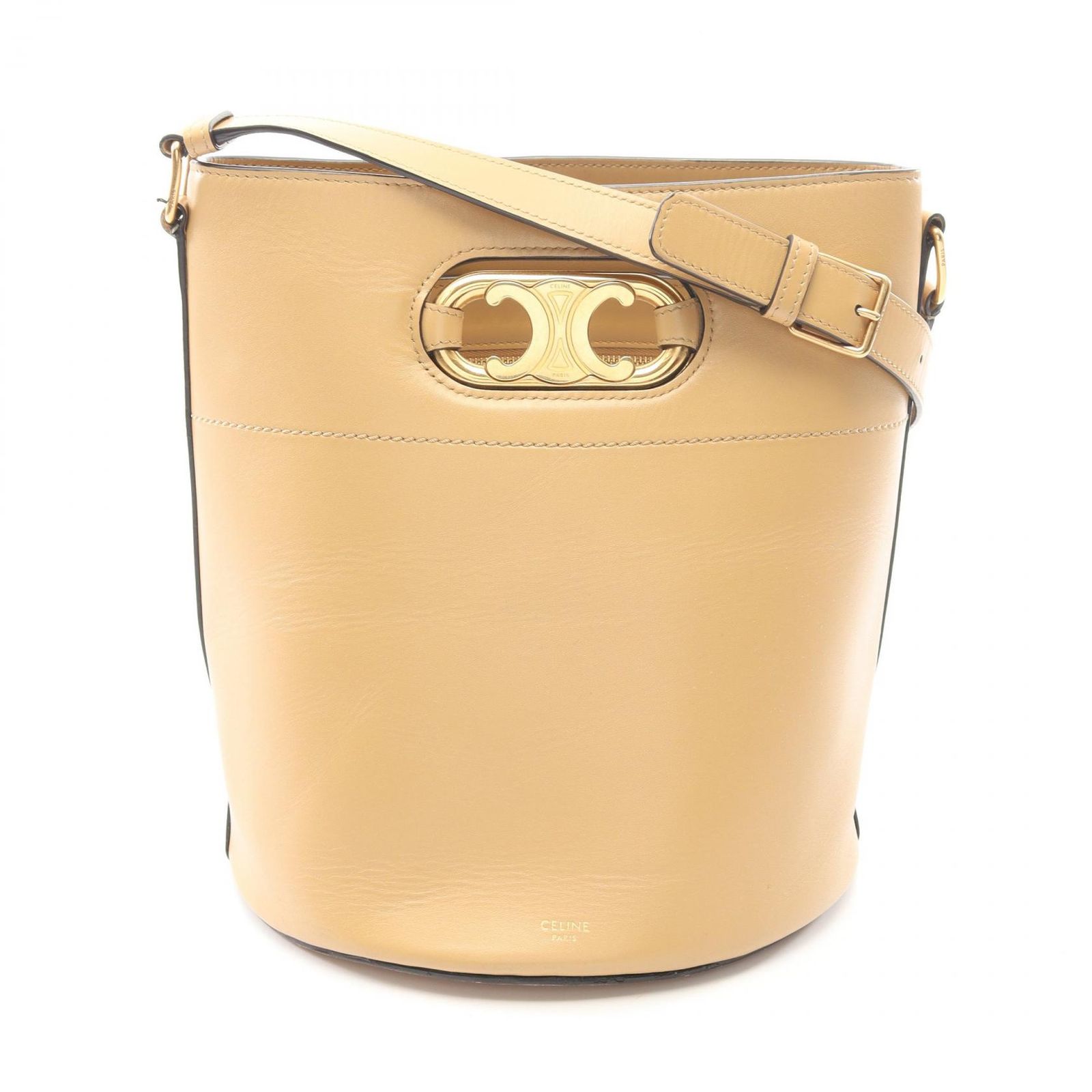 セリーヌ CELINE ショルダーバッグ マイヨン トリオンフ バケットバッグ ベージュ レザー マイヨン トリオンフ バケット バッグ レディース Used A