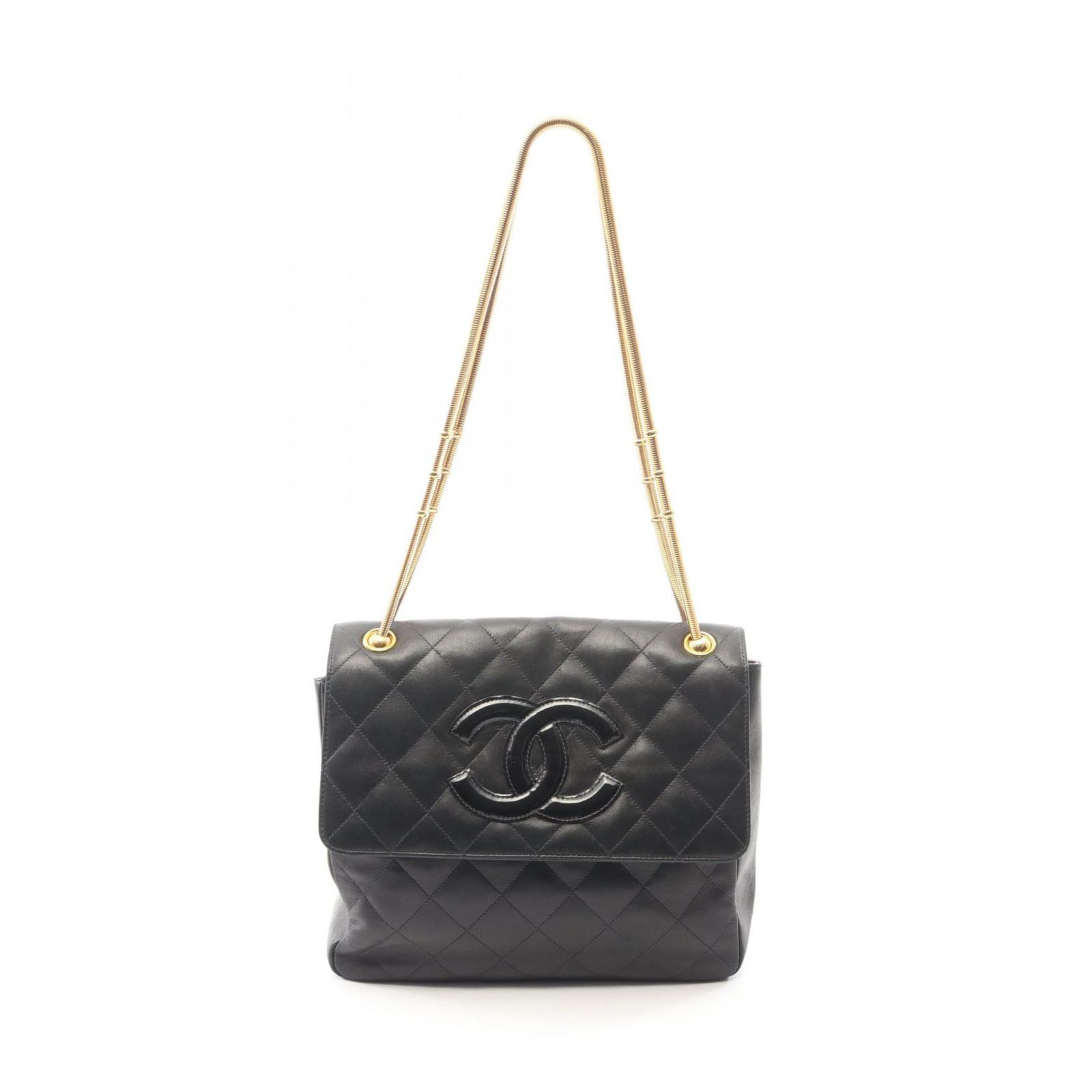 シャネル CHANEL ショルダーバッグ マトラッセ ブラック ラムスキン（羊革） マトラッセ ココマーク スネークチェーンショルダー レディース Used B