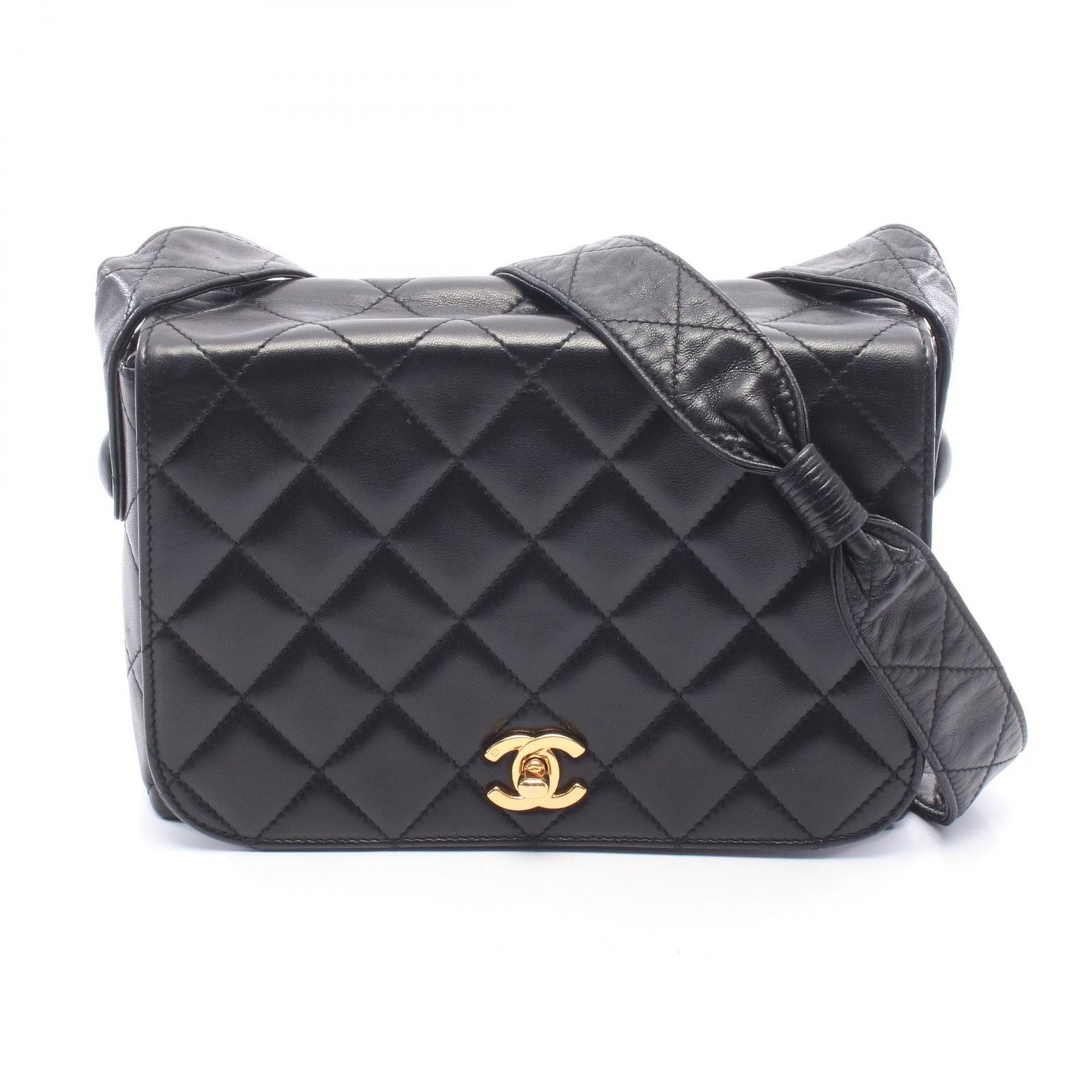 シャネル CHANEL ショルダーバッグ マトラッセ ブラック ラムスキン