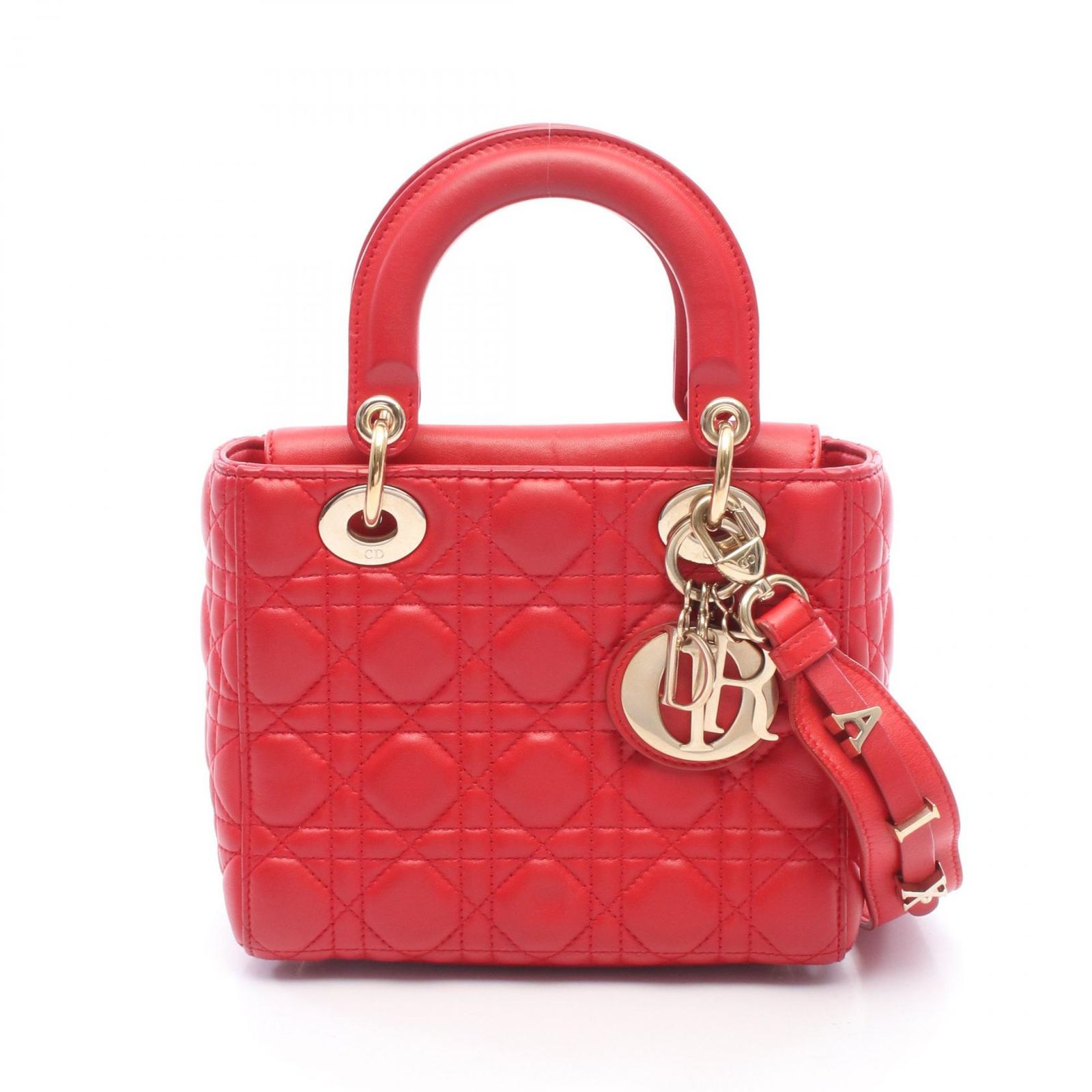 ディオール Dior ハンドバッグ My ABCDior レディディオール スモール カナージュ 2WAY レッド レザー レディディオール カナージュ 2wayトート スモール レディース